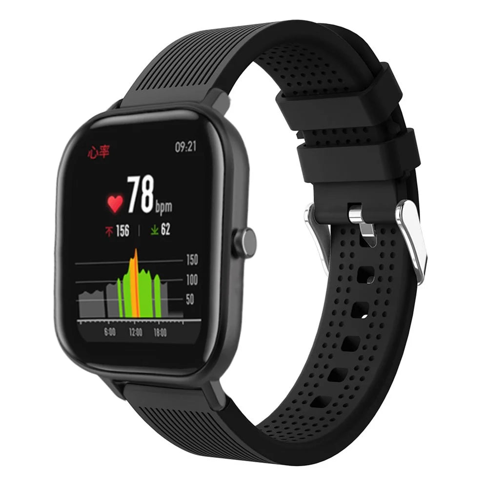20mm Stripe Silicone Wrist Strap Replacement for Amazfit GTS/Amazfit Bip Lite - Black - 2