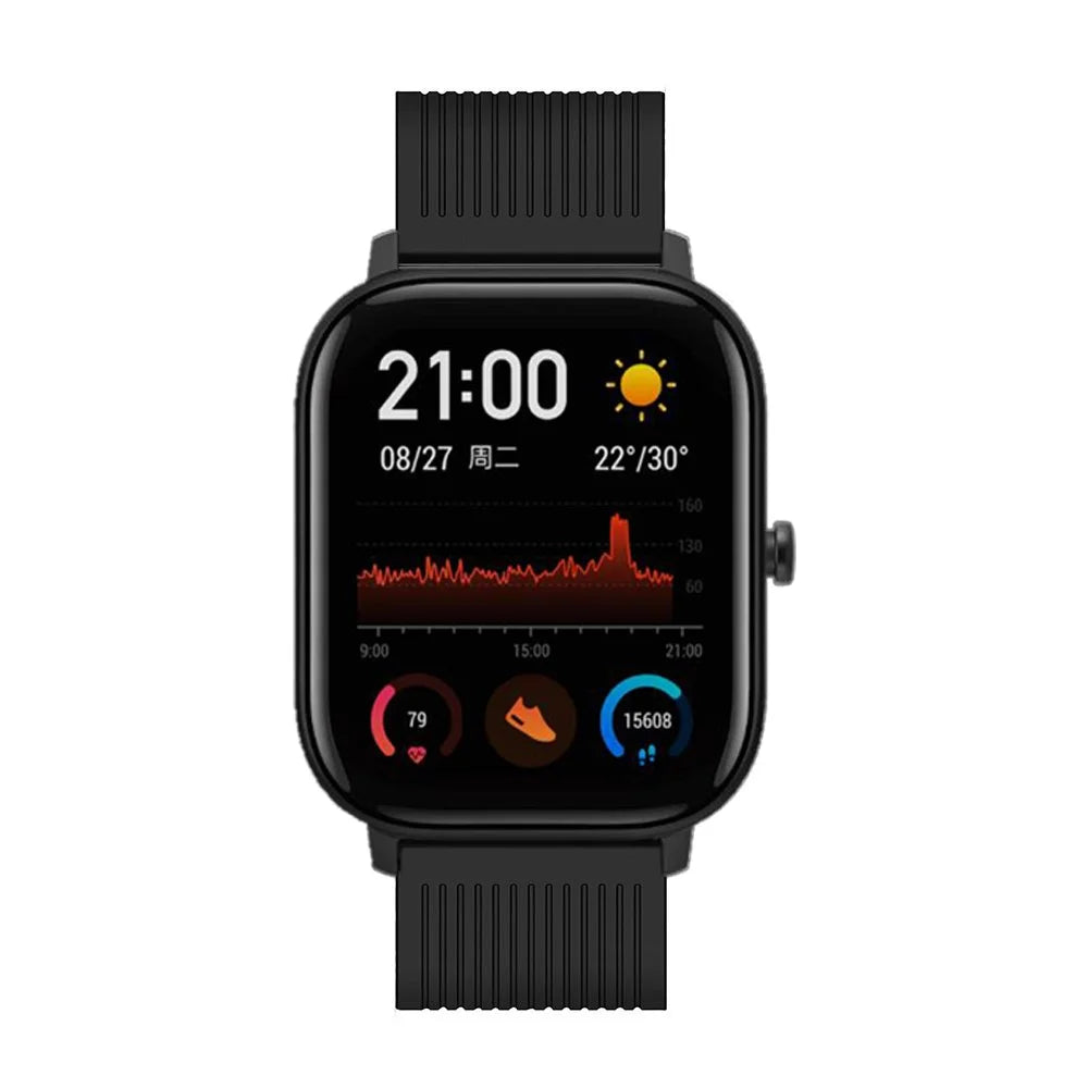 20mm Stripe Silicone Wrist Strap Replacement for Amazfit GTS/Amazfit Bip Lite - Black - 5