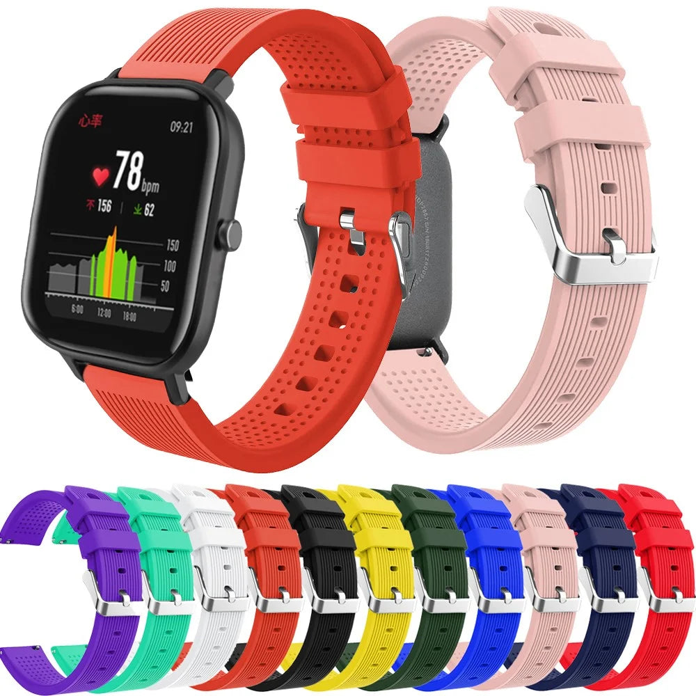 20mm Stripe Silicone Wrist Strap Replacement for Amazfit GTS/Amazfit Bip Lite - Black - 6