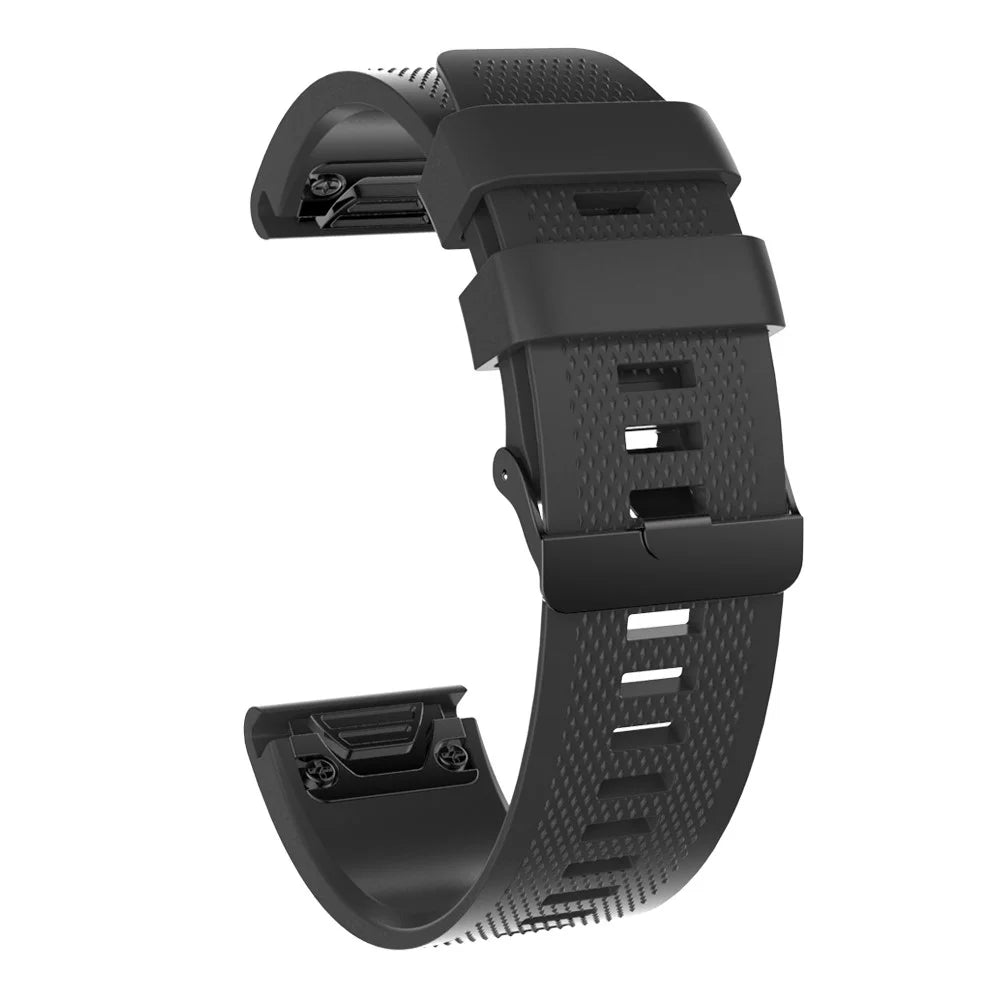 26mm Silicone Watch Band for Garmin Fenix 6X / 6X Pro / Fenix 5X / Fenix 5X Plus, Soft Watch Wrist Strap Replacement - Black - 2