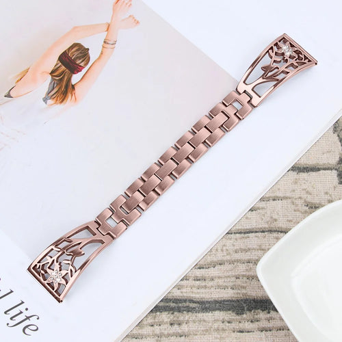 Rhinestone Decor Stainless Steel Watch Band Strap Replacement for Fitbit Versa / Versa Lite - Rose Gold - 1