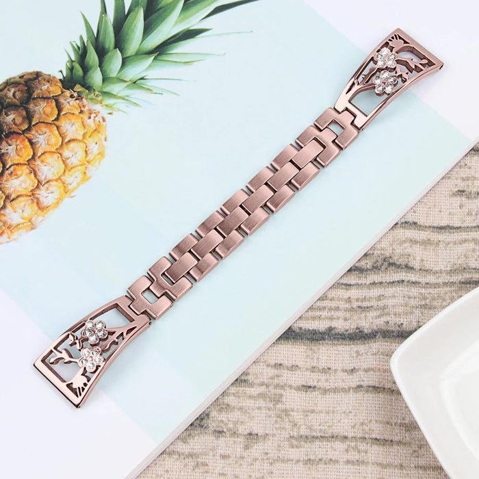 Rhinestone Decor Stainless Steel Watch Band Strap Replacement for Fitbit Versa / Versa Lite - Rose Gold - 1