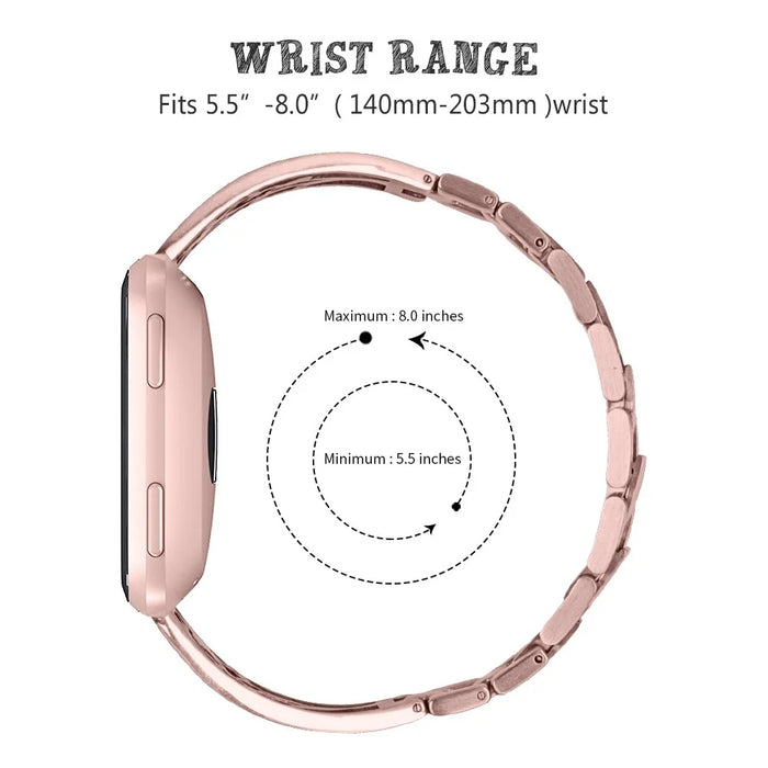Rhinestone Decor Stainless Steel Watch Band Strap Replacement for Fitbit Versa / Versa Lite - Rose Gold - 2