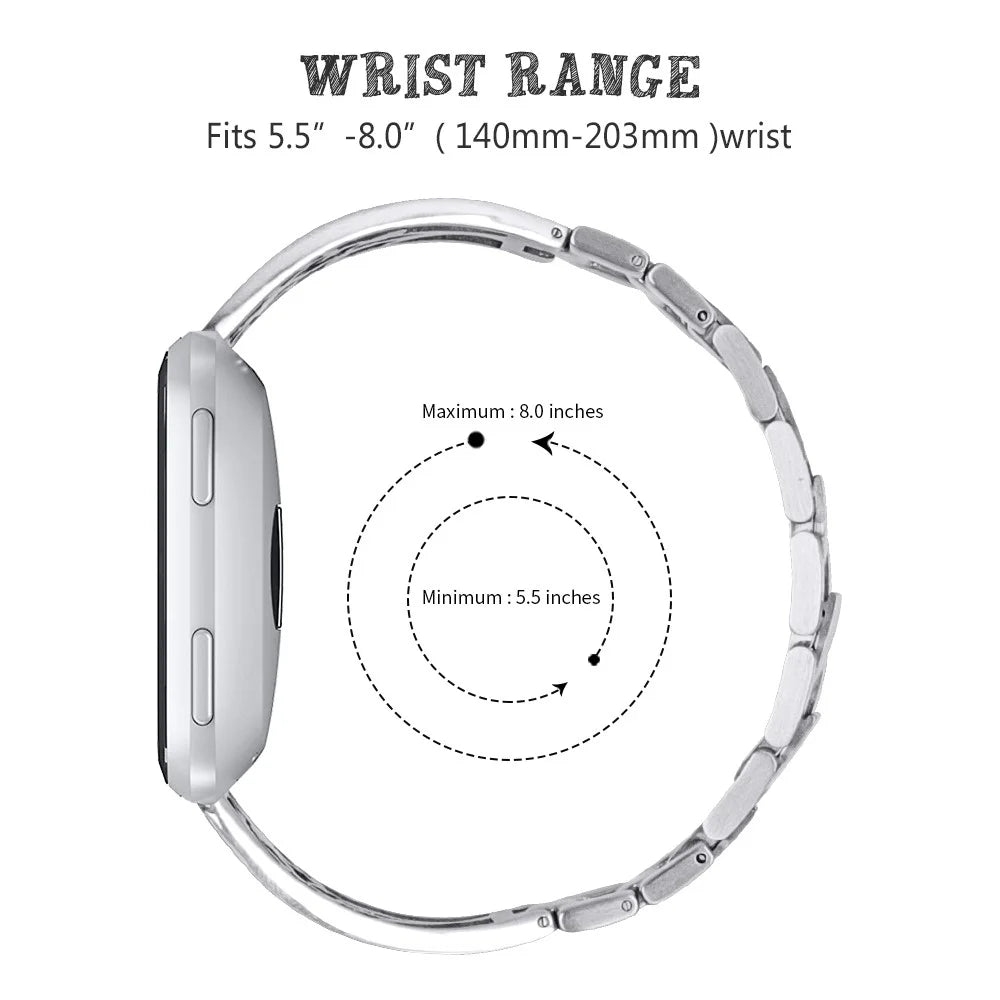 Rhinestone Decor Stainless Steel Watch Band Strap Replacement for Fitbit Versa / Versa Lite - Silver - 2