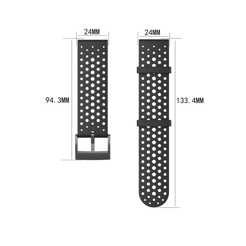 For Suunto Spartan Sport Wrist HR Baro/Suunto 9/D5I 24mm Silicone Watchband Replacement Smart Watch Strap - Black - 5