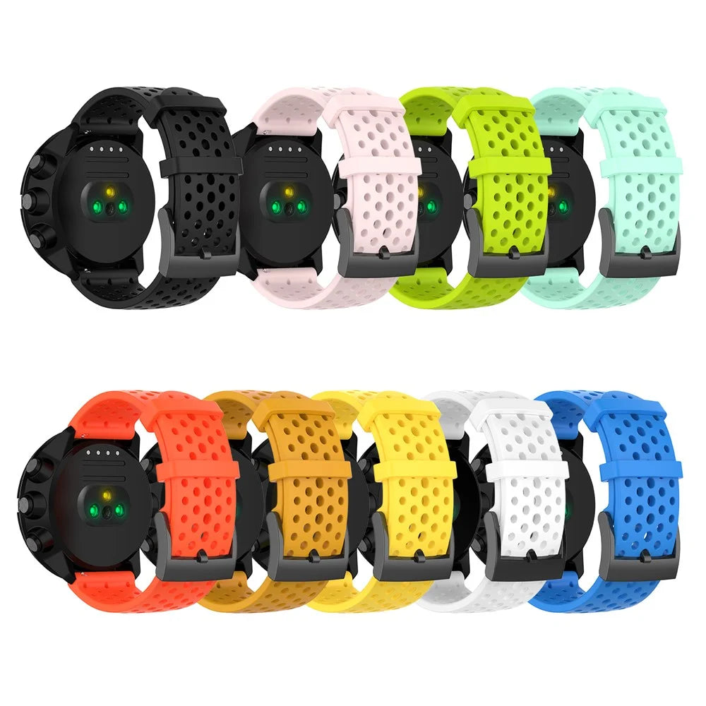 For Suunto Spartan Sport Wrist HR Baro/Suunto 9/D5I 24mm Silicone Watchband Replacement Smart Watch Strap - Black - 6