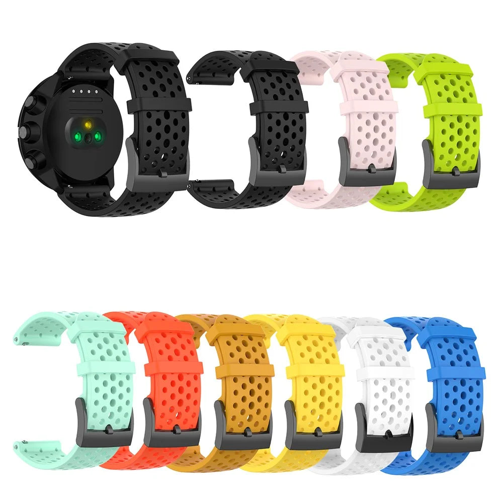 For Suunto Spartan Sport Wrist HR Baro/Suunto 9/D5I 24mm Silicone Watchband Replacement Smart Watch Strap - Black - 7
