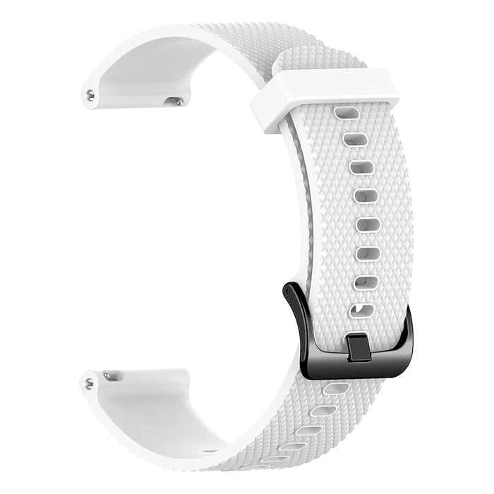22mm Textured Soft Silicone Strap Watch Band Replacement for Garmin Vivoactive 4 - White - 1