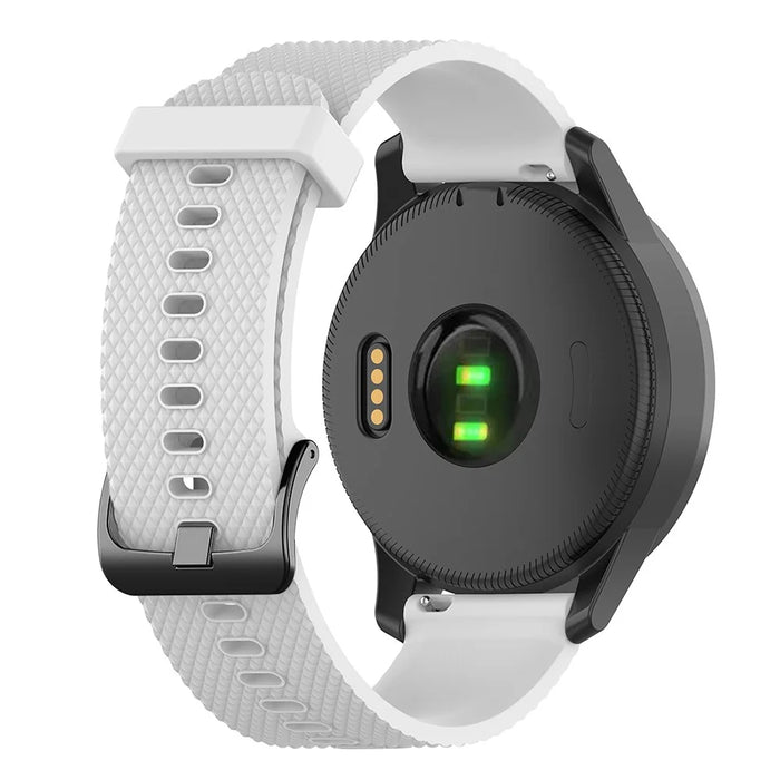 22mm Textured Soft Silicone Strap Watch Band Replacement for Garmin Vivoactive 4 - White - 2
