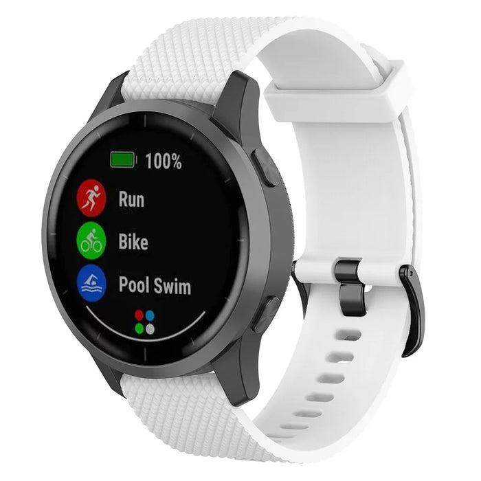 22mm Textured Soft Silicone Strap Watch Band Replacement for Garmin Vivoactive 4 - White - 3