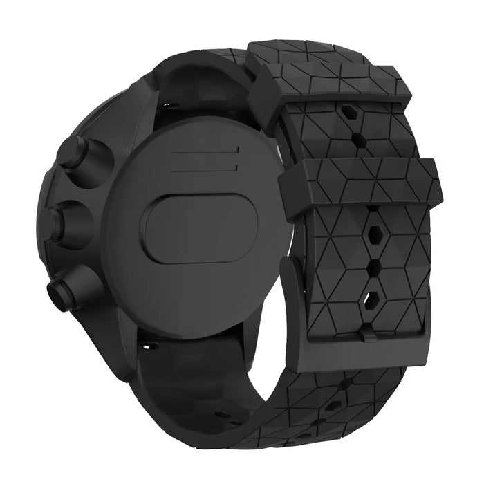 24mm Silicone Wrist Strap Replacement for Suunto 9 Baro - Black - 2