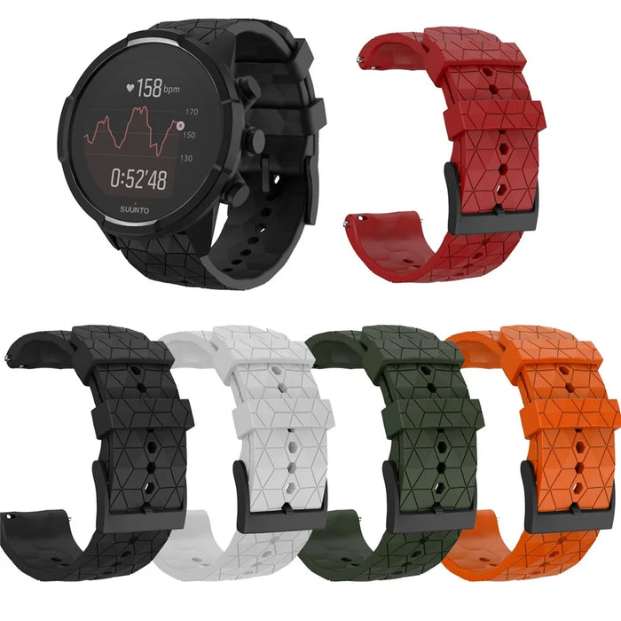 24mm Silicone Wrist Strap Replacement for Suunto 9 Baro - Black - 5