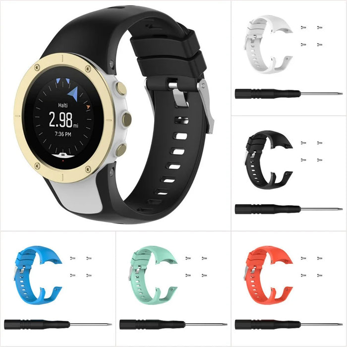 For Suunto Spartan Trainer Wrist HR Silicone Smart Watch Strap Adjustable Replacement Band - Black - 4