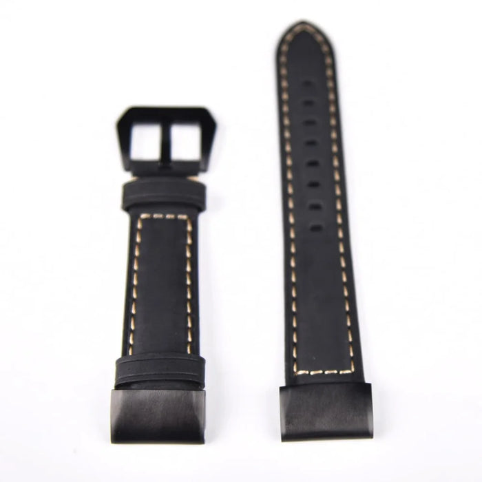 For Garmin Fenix 5S Genuine Leather Watch Strap Crazy Horse Texture Replacement Band - Black - 4