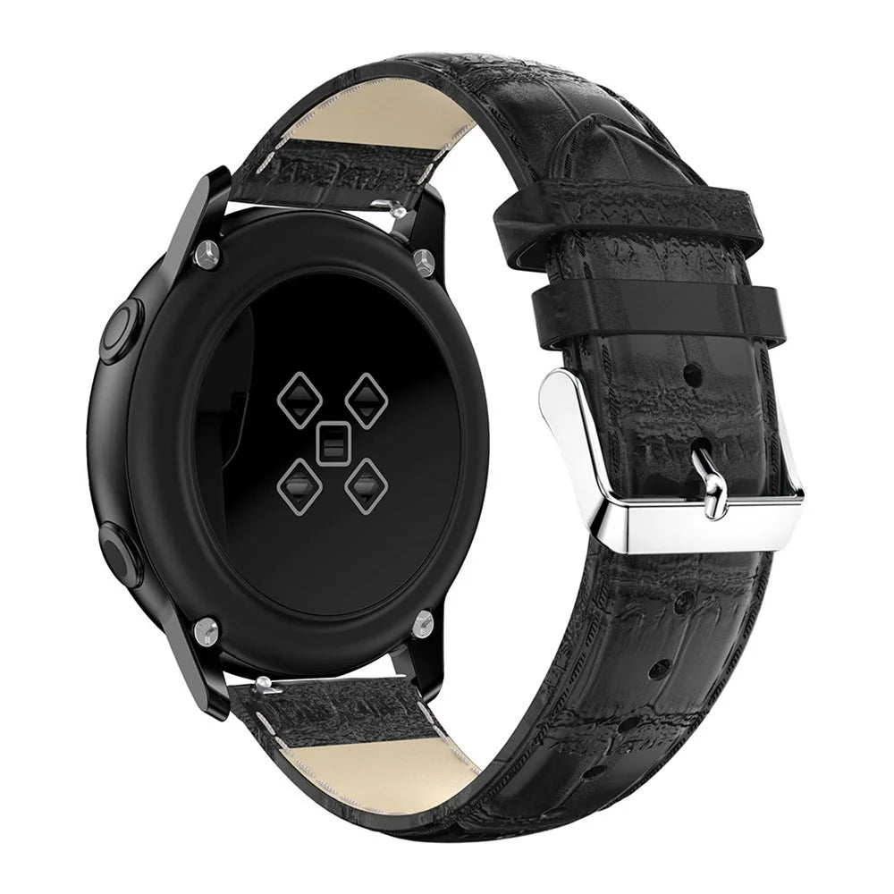 20mm Crocodile Texture Genuine Leather Watch Strap Replacement for Samsung Galaxy Watch Active - Black - 3