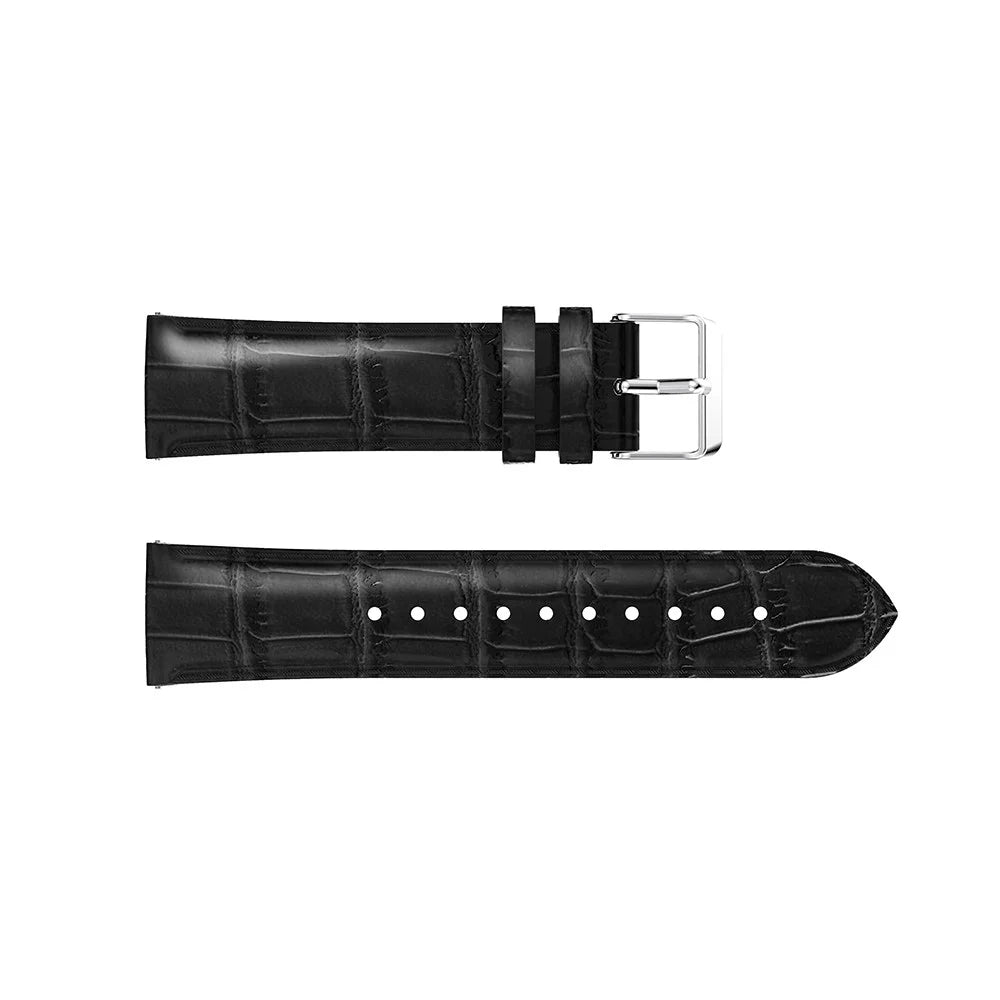 20mm Crocodile Texture Genuine Leather Watch Strap Replacement for Samsung Galaxy Watch Active - Black - 4