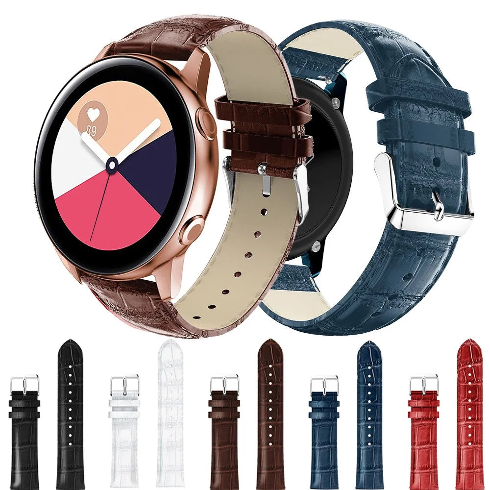 20mm Crocodile Texture Genuine Leather Watch Strap Replacement for Samsung Galaxy Watch Active - Black - 6