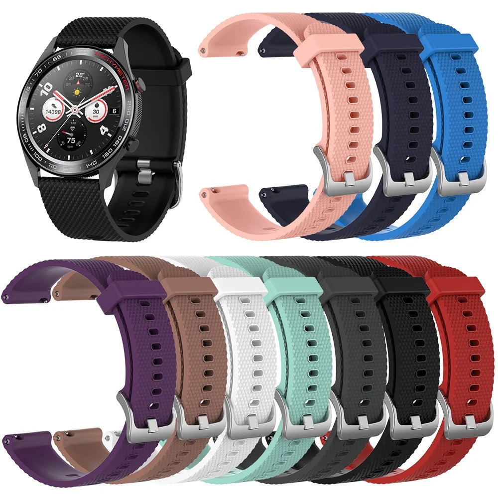 22mm Diamond Texture Silicone Smart Watch Band for Huawei Watch GT/Samsung Galaxy Watch 46mm, etc - Black - 6