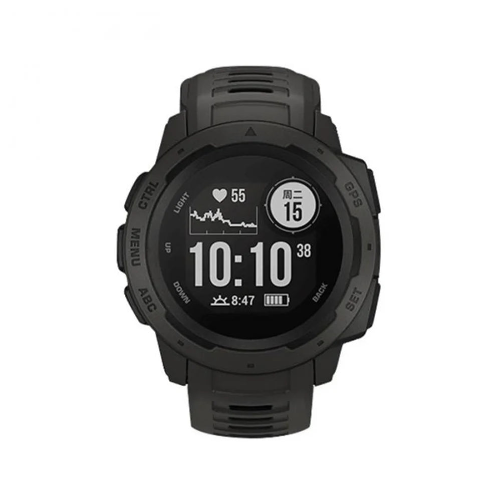 22mm Silicone Wrist Strap Replacement for Garmin Instinct - Black - 2