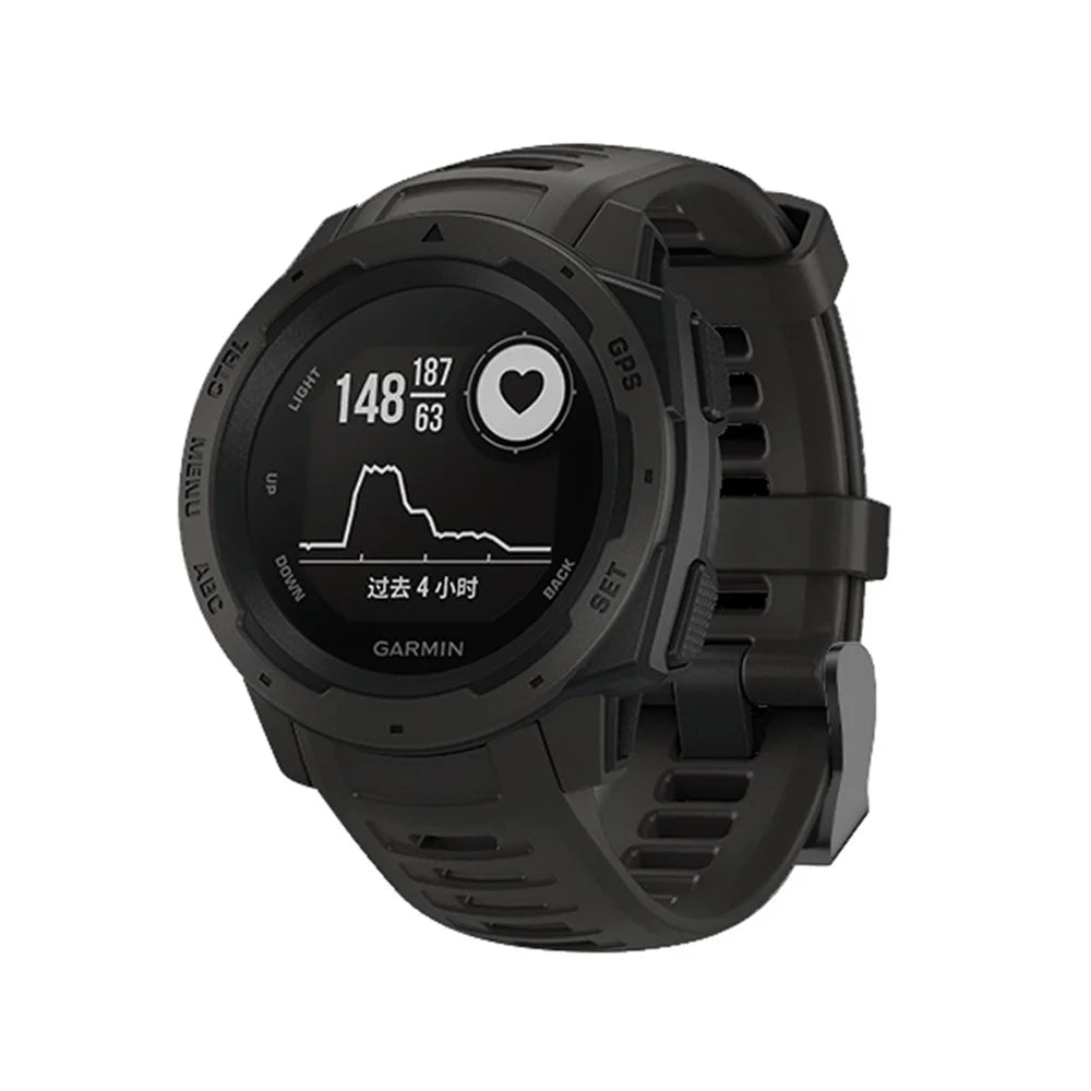 22mm Silicone Wrist Strap Replacement for Garmin Instinct - Black - 3