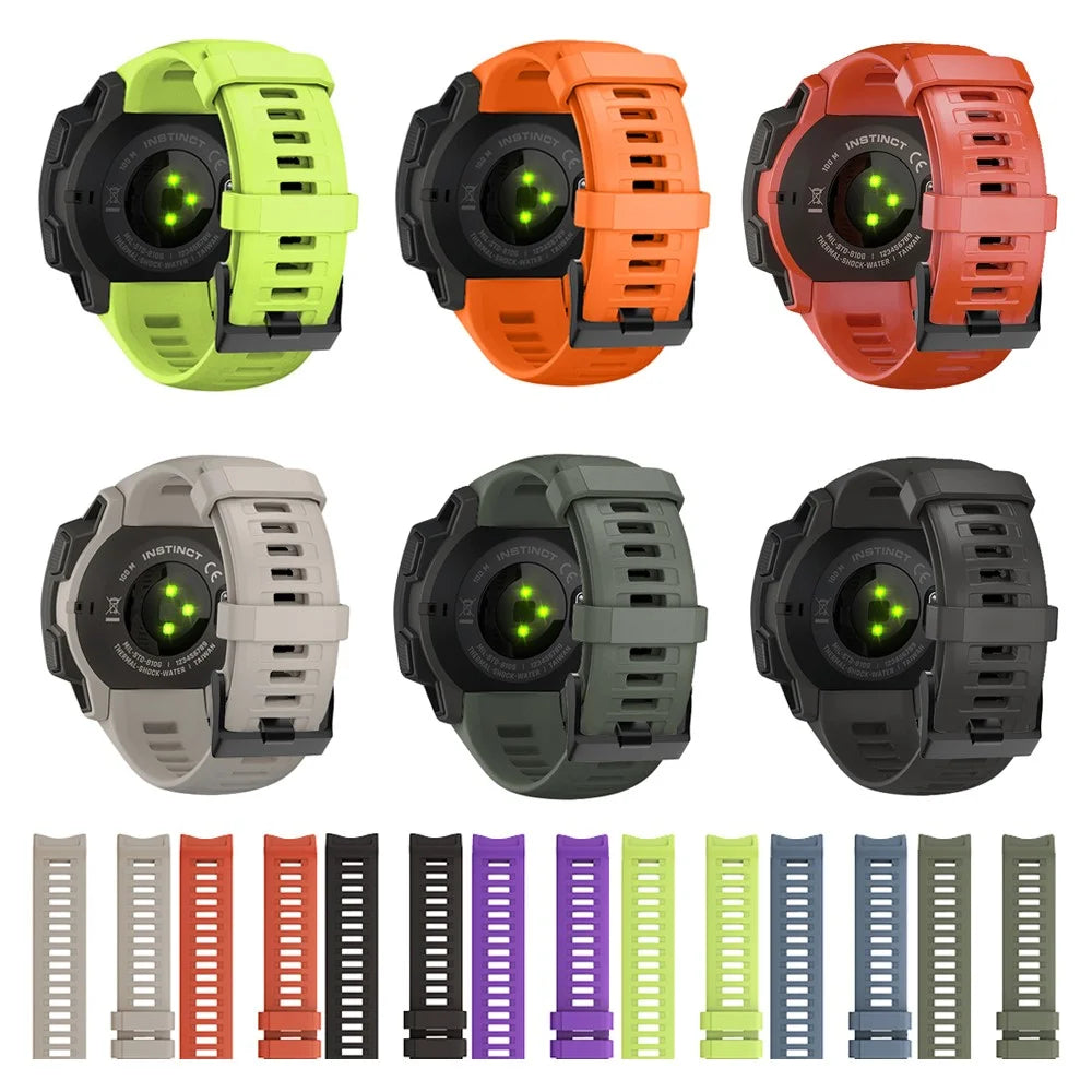 22mm Silicone Wrist Strap Replacement for Garmin Instinct - Black - 4