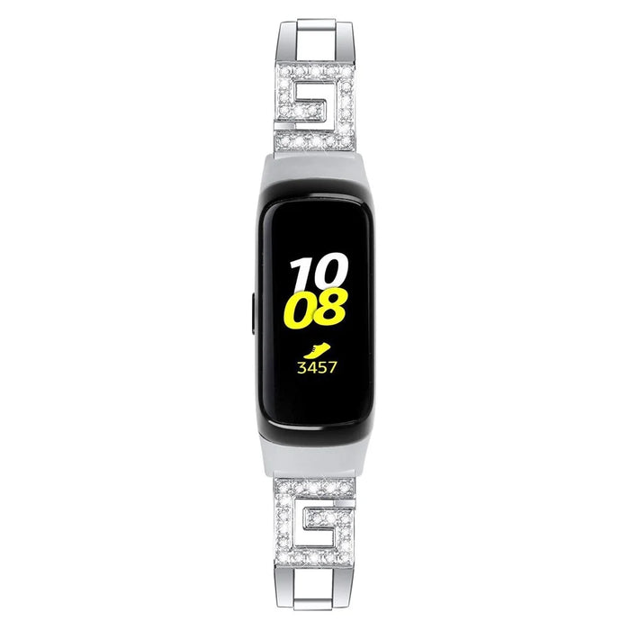 G Shape Rhinestone Decor Metal Watchband for Samsung Galaxy Fit SM-R370 - Silver - 3