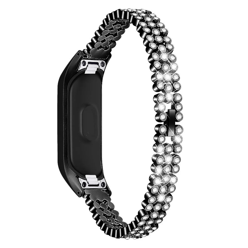 Rhinestone Decor Stainless Steel Watchband Watch Strap for Samsung Galaxy Fit-e/SM-R375 - Black - 1