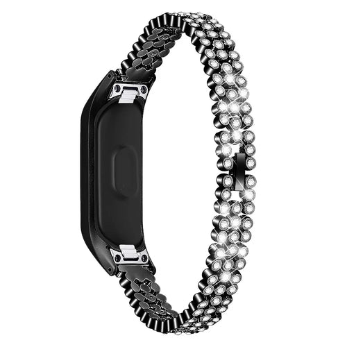Rhinestone Decor Stainless Steel Watchband Watch Strap for Samsung Galaxy Fit-e/SM-R375 - Black - 1