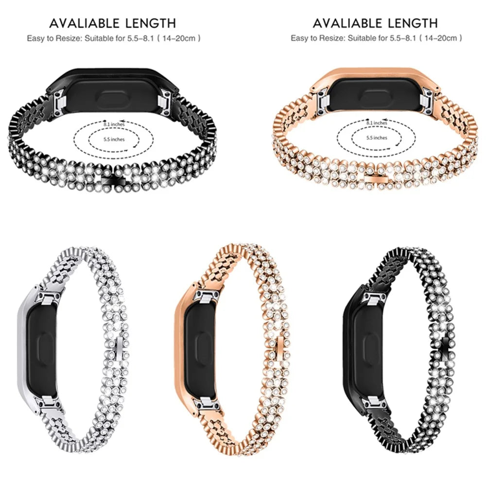 Rhinestone Decor Stainless Steel Watchband Watch Strap for Samsung Galaxy Fit-e/SM-R375 - Black - 6