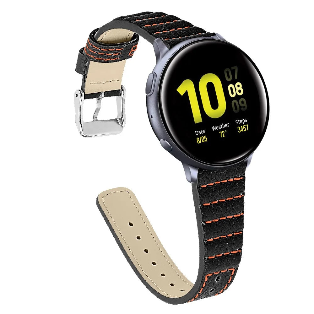20mm Genuine Cowhide Leather Smart Watch Band Strap for Samsung Galaxy Watch 42mm - Black - 4