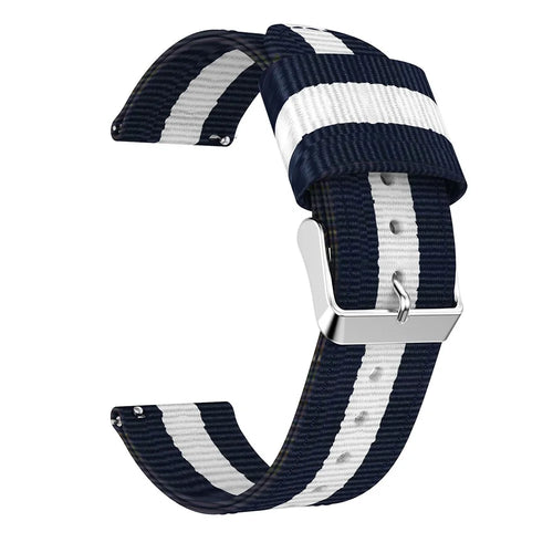 20MM Vertical Nylon Canvas Watch Band for Samsung Galaxy Watch4 Classic 46mm 42mm/Watch4 44mm 40mm/Amazfit GTS - Blue/White - 1