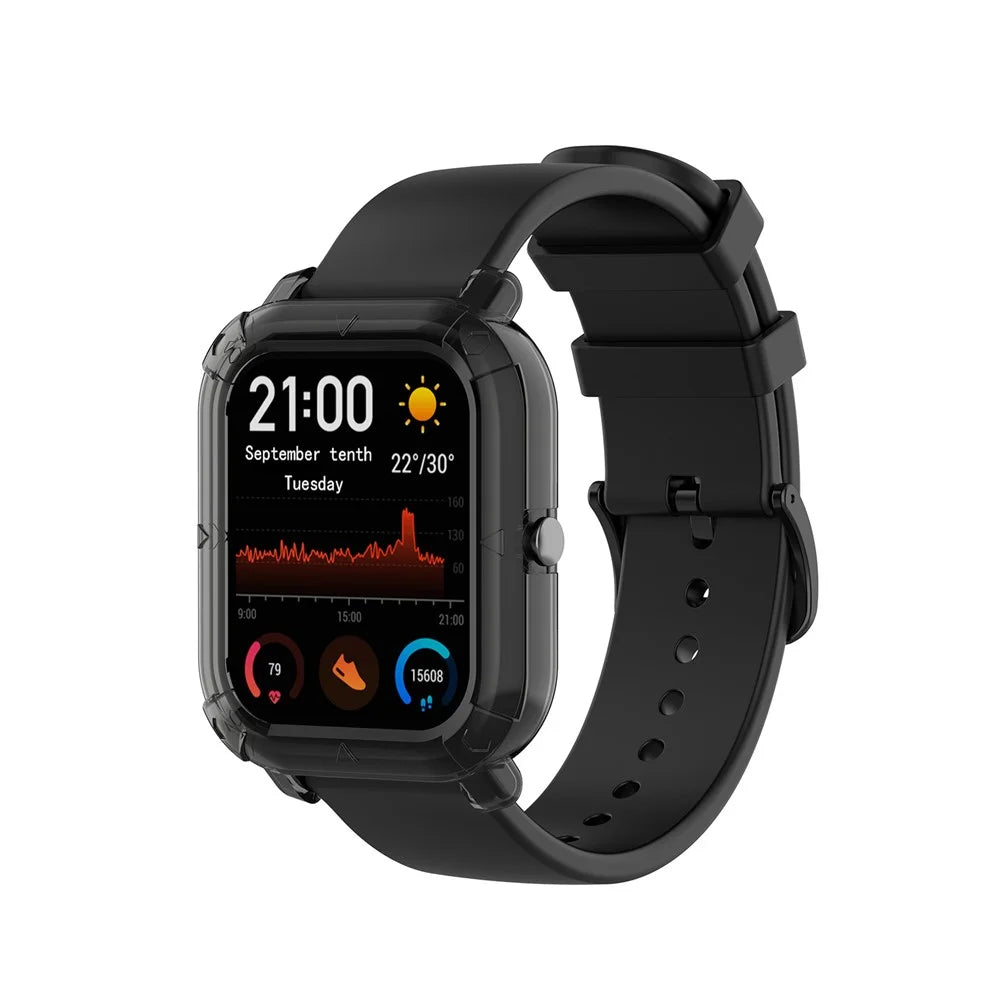 Soft Clear TPU Watch Protective Cover for Huami Amazfit GTS Watch - Transparent Black - 4