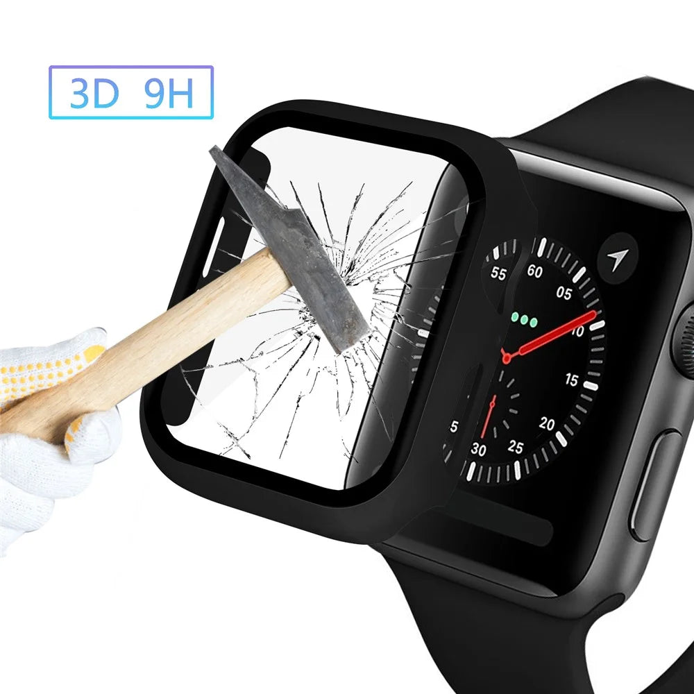 For Apple Watch Series 3 / 2 42mm PC Protective Frame + Tempered Glass Watch Film - Black - 4