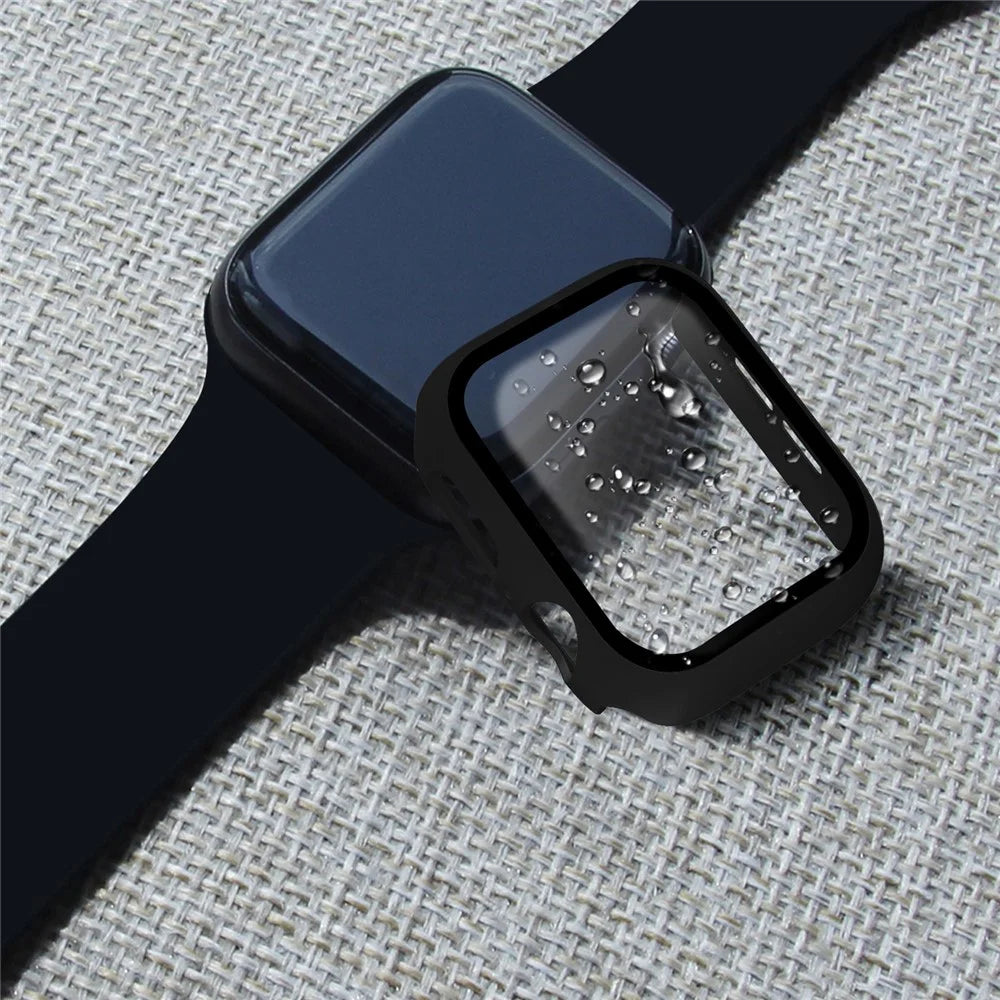 Rubberized PC + Tempered Glass Watch Case for Apple Watch SE / SE (2022) / Series 6 / 5 / 4 44mm - Black - 6