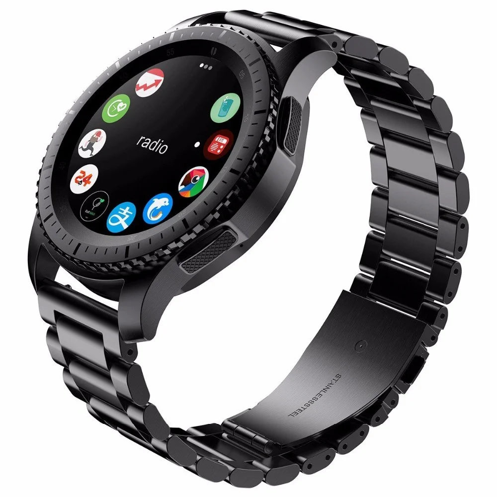 20mm 3 Beads Stainless Steel Smart Watch Replacement Butterfly Buckle Strap for Samsung Galaxy Gear S2 Sport/Galaxy Watch Active 2 - Black - 3