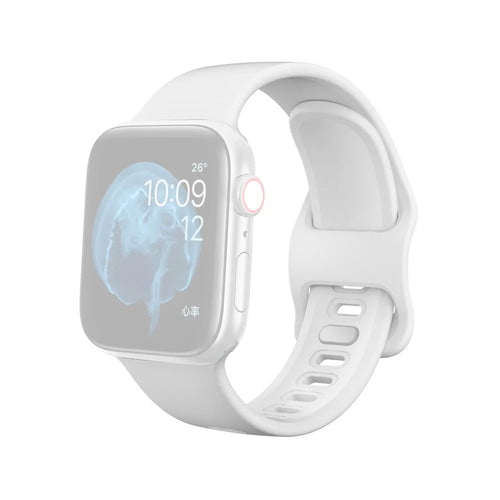 Silicone Smart Watch Replacement Strap for Apple Watch Series 11 10 42mm / 9 8 7 41mm / SE3 SE2 SE 6 5 4 40mm / 3 2 1 38mm - White - 1