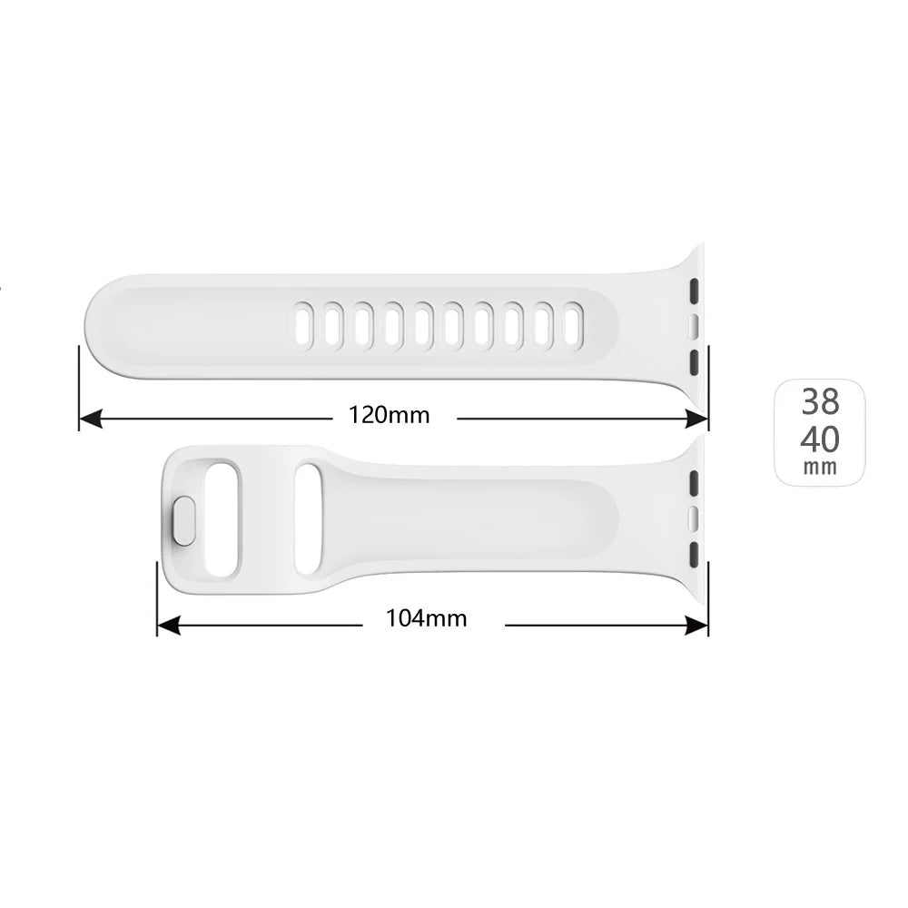 Silicone Smart Watch Replacement Strap for Apple Watch Series 11 10 42mm / 9 8 7 41mm / SE3 SE2 SE 6 5 4 40mm / 3 2 1 38mm - White - 3