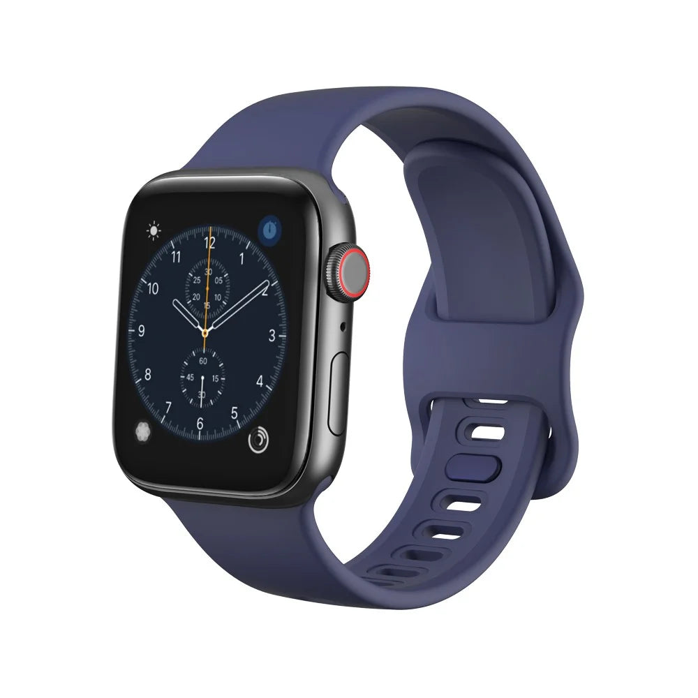 For Apple Watch Ultra 3 2 1 49mm / Series 11 10 46mm / 9 8 7 45mm / SE3 SE2 SE 6 5 4 44mm / 3 2 1 42mm Silicone Smart Watch Band  - Dark Blue - 2