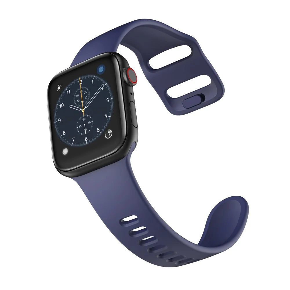 For Apple Watch Ultra 3 2 1 49mm / Series 11 10 46mm / 9 8 7 45mm / SE3 SE2 SE 6 5 4 44mm / 3 2 1 42mm Silicone Smart Watch Band  - Dark Blue - 3