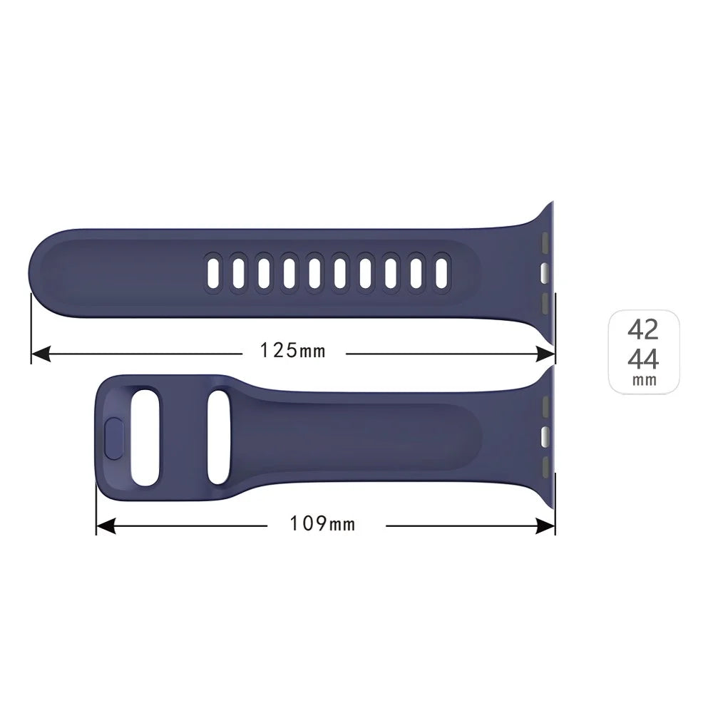 For Apple Watch Ultra 3 2 1 49mm / Series 11 10 46mm / 9 8 7 45mm / SE3 SE2 SE 6 5 4 44mm / 3 2 1 42mm Silicone Smart Watch Band  - Dark Blue - 4