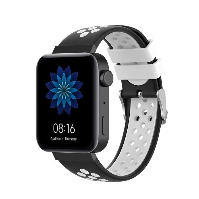18mm Dual Color Silicone Smart Watch Band for Xiaomi Mi Watch - Black/White - 4