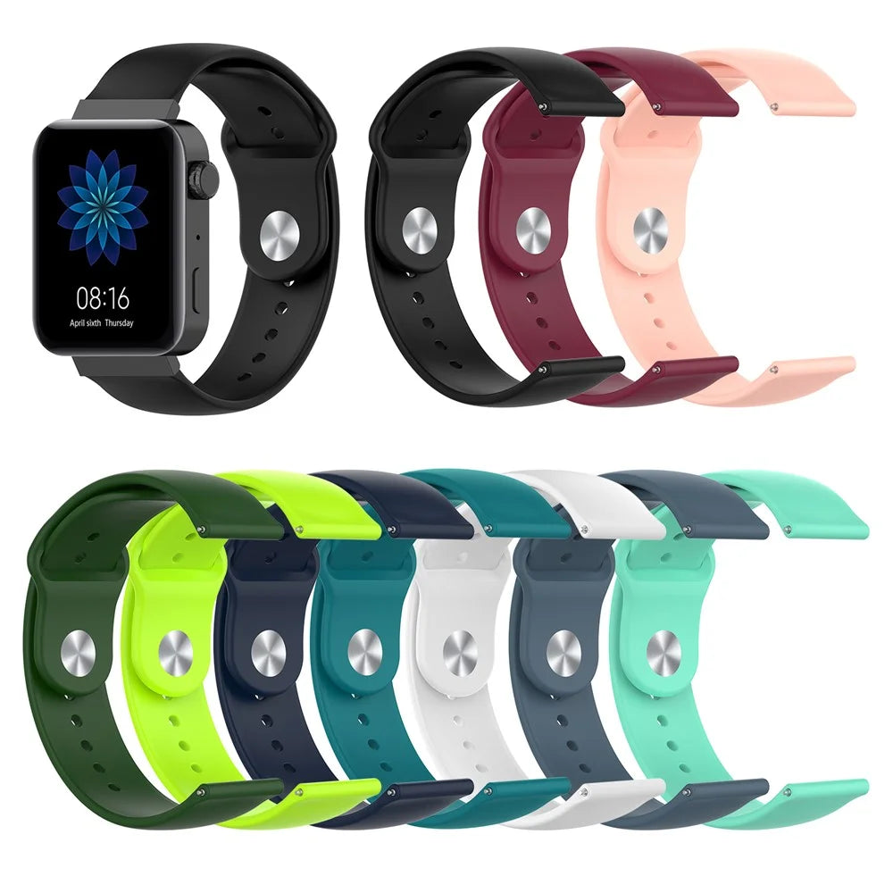 18mm Solid Color Silicone Smart Watch Replacement Strap for Xiaomi Mi Watch - Black - 7