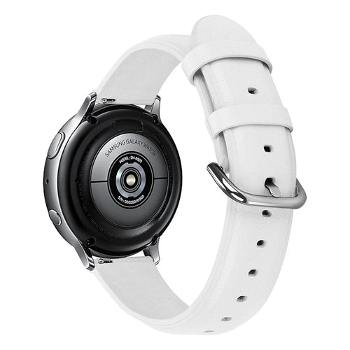20mm Top Genuine Leather Smart Watch Strap Replacement for Samsung Galaxy Watch4 Classic 46mm 42mm/Watch4 44mm 40mm/Watch Active2 44mm - White - 1