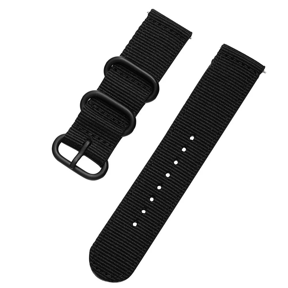 22mm Buckle Closure Nylon Watch Strap for Samsung Galaxy Watch 46mm/Huawei Watch GT 46mm - Black - 1