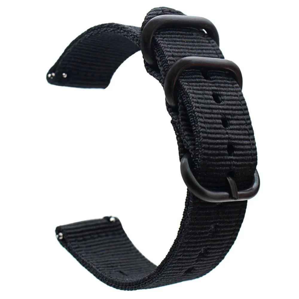 22mm Buckle Closure Nylon Watch Strap for Samsung Galaxy Watch 46mm/Huawei Watch GT 46mm - Black - 4