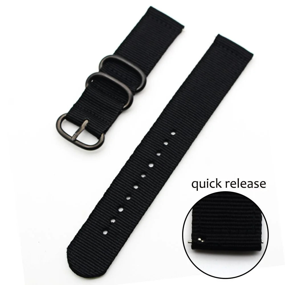 22mm Buckle Closure Nylon Watch Strap for Samsung Galaxy Watch 46mm/Huawei Watch GT 46mm - Black - 5