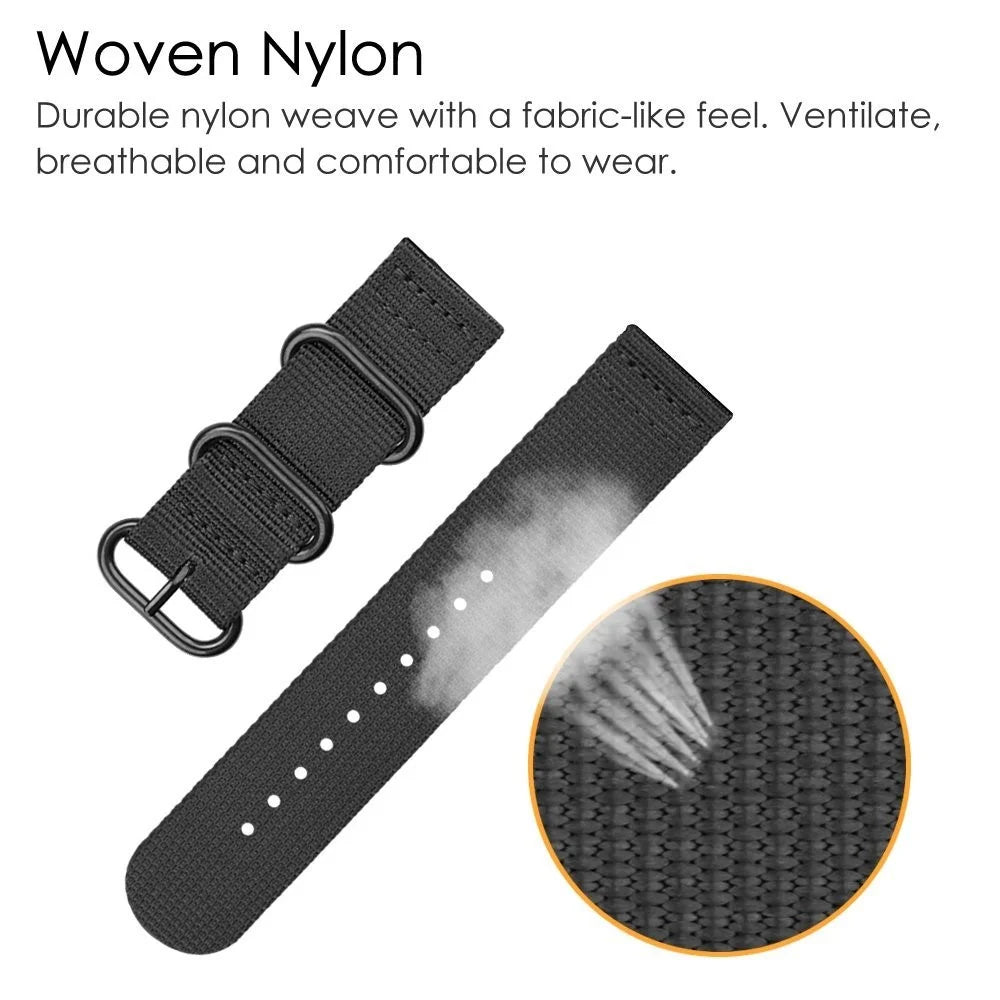 22mm Buckle Closure Nylon Watch Strap for Samsung Galaxy Watch 46mm/Huawei Watch GT 46mm - Black - 6