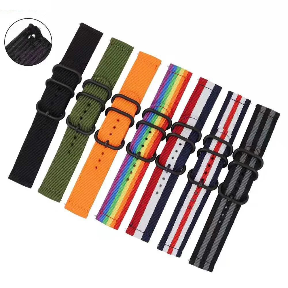 22mm Buckle Closure Nylon Watch Strap for Samsung Galaxy Watch 46mm/Huawei Watch GT 46mm - Black - 7