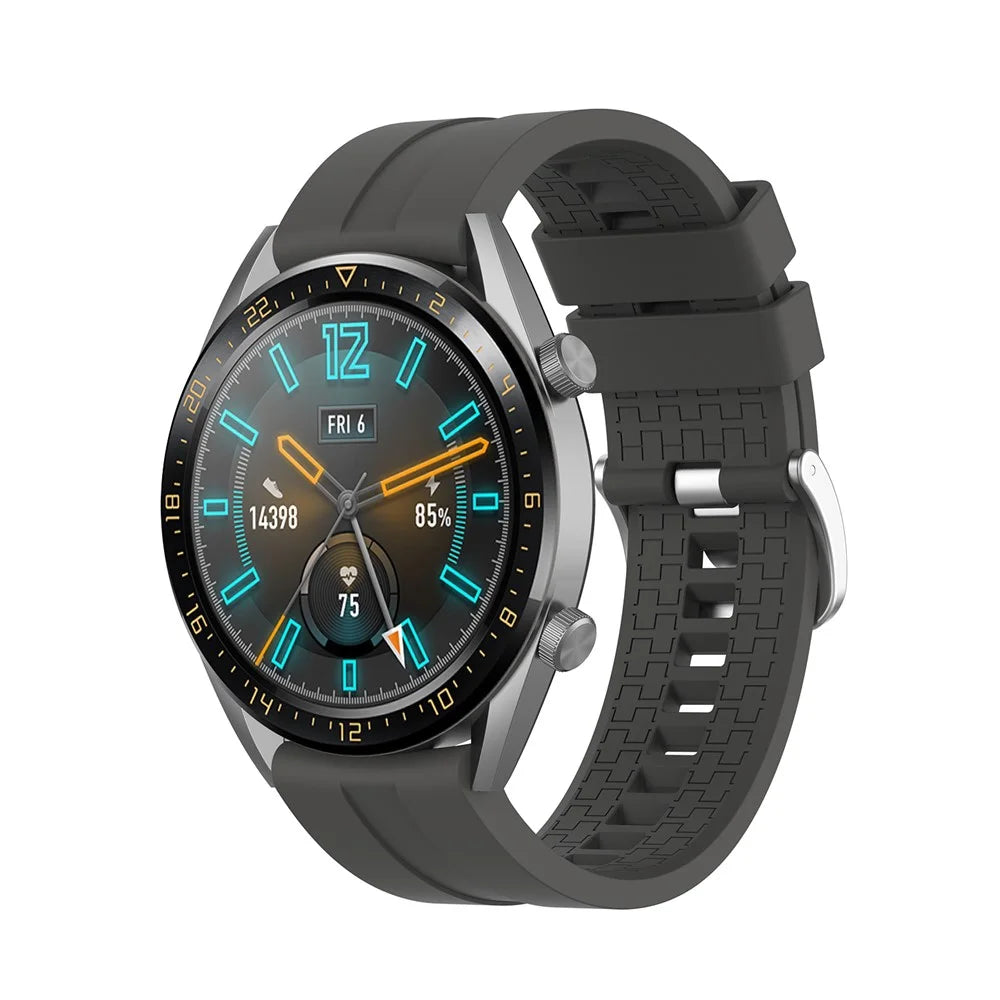 For Huawei Watch GT 46mm Sports Silicone Watch Band Wrist Strap Replacement 22mm - Dark Grey - 4