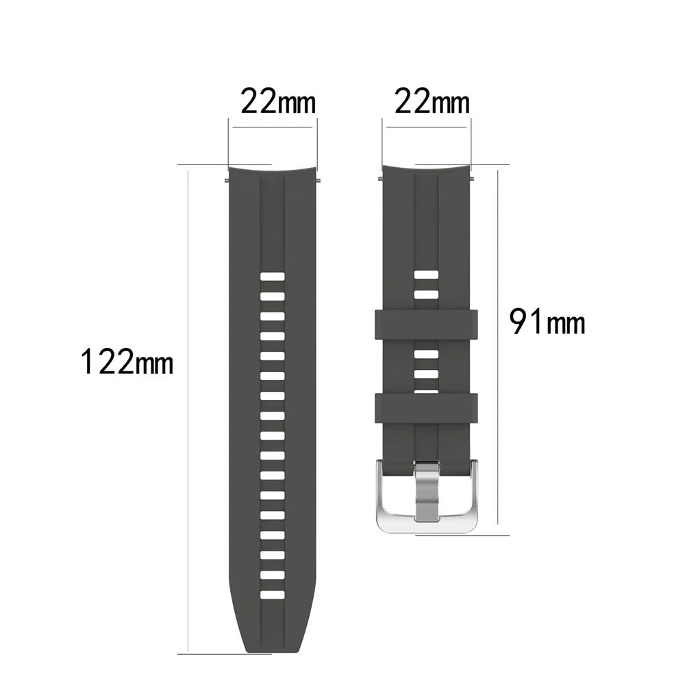 For Huawei Watch GT 46mm Sports Silicone Watch Band Wrist Strap Replacement 22mm - Dark Grey - 6
